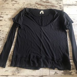 Free People Magic Pullover Layered Long Sleeve Blk